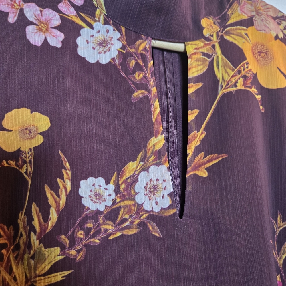 Guess Floral Long Sleeve Dress - Purple and Yellow Comes With Belt Unopened - Picture 2 of 5